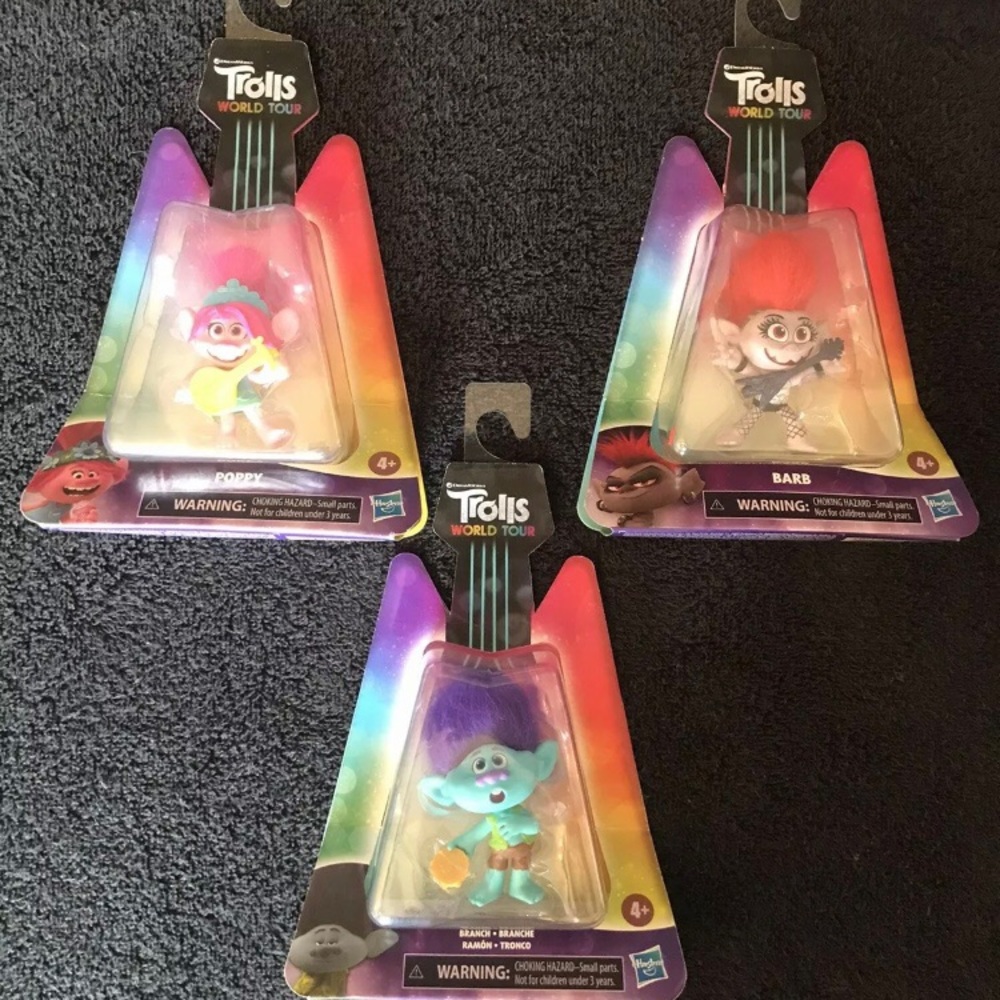 Brand New and Unopened Trolls World Tour Lot Of Three: Poppy, Barb, and Branch